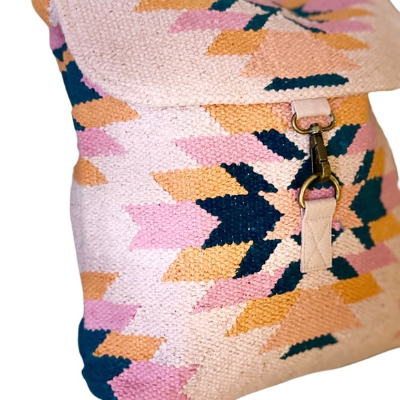 Multicolor Geometric Aztec Pattern Women's Backpack - Picture 2 of 10